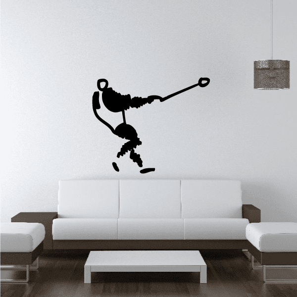 Olympics hammer thrower wall decal, black silhouette holding hammer