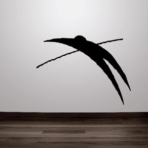 High jump athlete decal in black silhouette with curved bar line