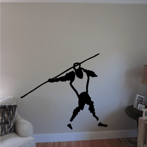 Olympics javelin throw wall decal, black athlete silhouette with javelin