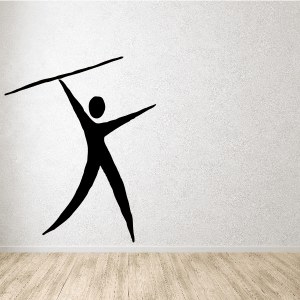 Black javelin throw sports decal with athlete silhouette and spear