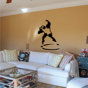 Olympics shot put wall decal with athlete silhouette in black