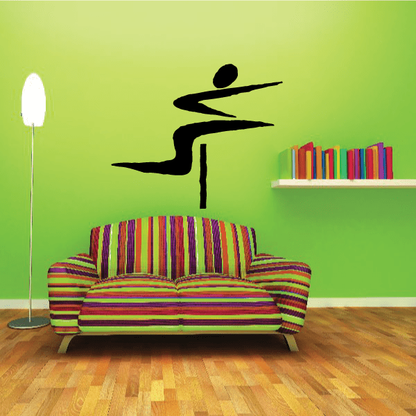 Black sprint athlete wall decal with dynamic curved pose