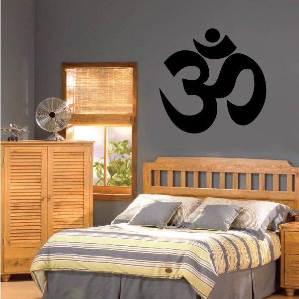 OM symbol wall decal, black om lettering style