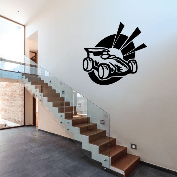 Open-wheel race car alert decal with black open-wheel race car graphic