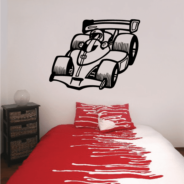 Open Wheel Racer Cartoon Decal – Vinyl Disorder