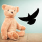 Black pigeon decal with open wings