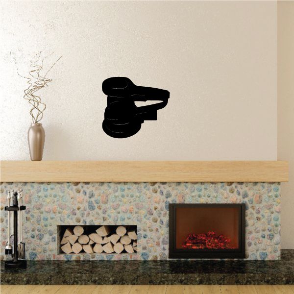 Orbital sander decal featuring a black orbital sander silhouette