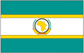 African unity flag sticker, teal and yellow stripes with white center and circular emblem.