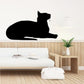 Black resting cat silhouette wall decal