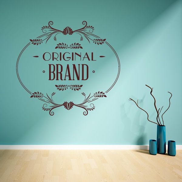 Vinyl wall decal: 'Original Brand' with floral border
