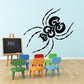 Ornate beaded spider wall decal, black swirling spider silhouette