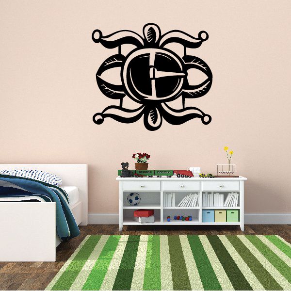Ornate belt buckle wall decal with black ornate frame and central buckle