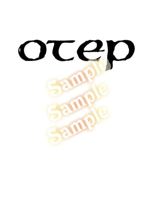 Otep decal with black stylized 'Otep' lettering