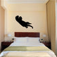 Otter eating wall decal, solid black otter silhouette