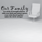 Family wall decal with black script quote on light background