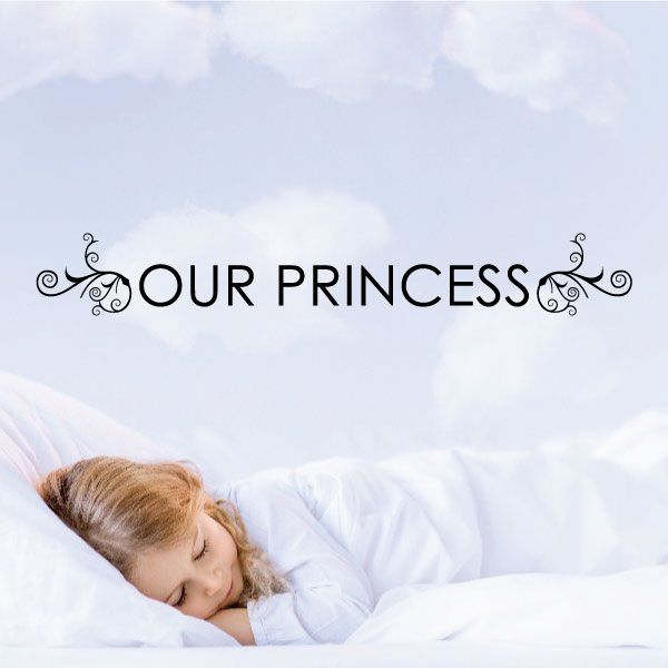 Princess wall decal with ornate scrolls and 'OUR PRINCESS' text