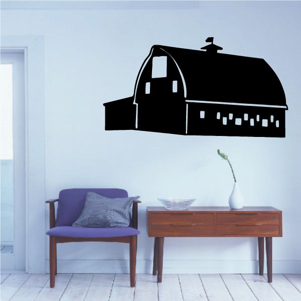 Barn silhouette wall decal in black vinyl