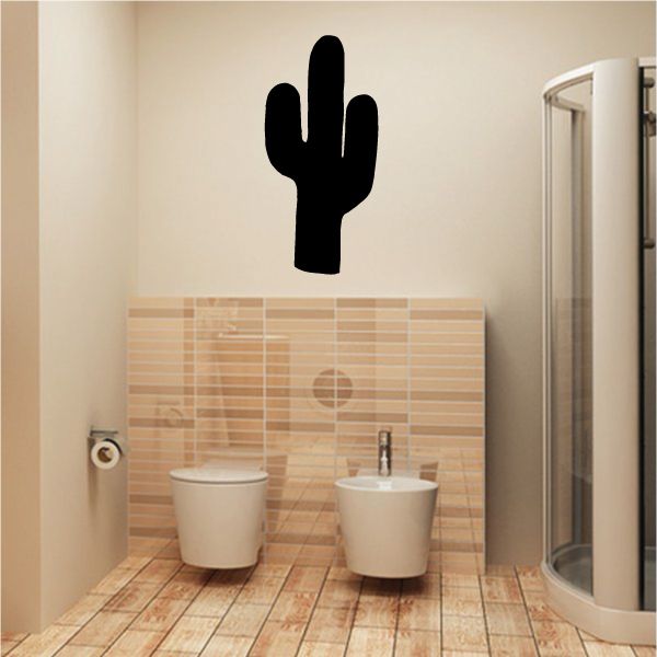 Black cactus wall decal vinyl sticker, tall spiky silhouette with arms