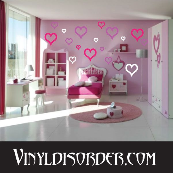 Outlined Hearts Wall Decals Kit