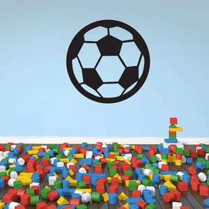 Soccer ball outline decal with black and white panel design