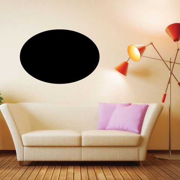 Oval chalkboard jar label decal, black oval