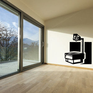 Overhead projector wall decal with black projector icon