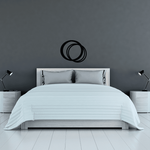 Overlapping wedding rings wall decal, black interlocking ring design