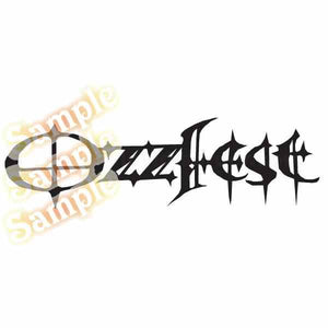 Ozzfest graphic decal with black gothic lettering and white lightning accents
