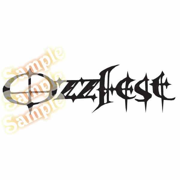 Ozzfest graphic decal with black gothic lettering and white lightning accents