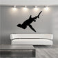 Black hammerhead shark wall decal, swimming left