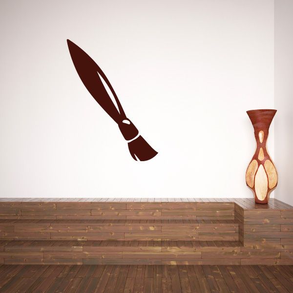 Paint brush decal with dark red brush tip and light handle outline