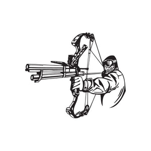 Vinyl paintball wall decal: black paintball player holding a marker gun and mask