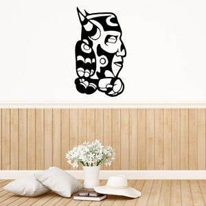 Tribal mask decal with bold black painted face design