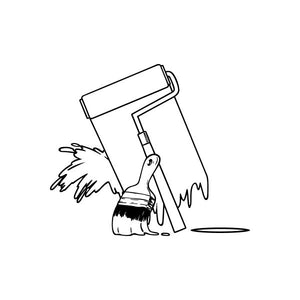 Watering can and sprout vinyl decal sticker, single-color line art