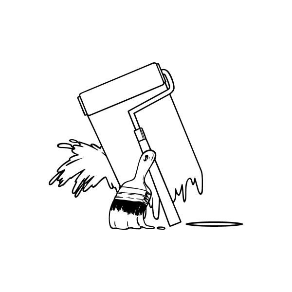 Watering can and sprout vinyl decal sticker, single-color line art