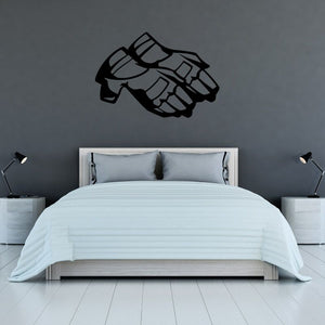 Pair of motorcycle gloves decal, black line-art graphic
