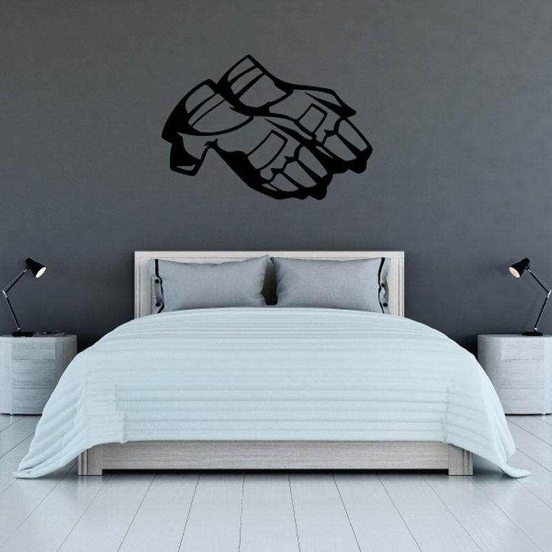 Pair of motorcycle gloves decal, black line-art graphic