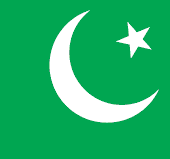 Pakistan flag sticker with white crescent and star on green