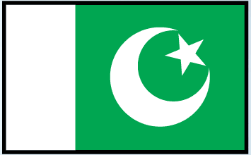 Pakistan flag sticker with green field, white crescent moon and star, and white side stripe