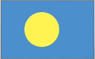 Palau flag sticker with blue background and yellow circle