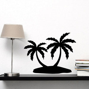 Palm tree island wall decal in black silhouette