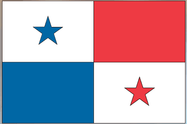 Panama flag sticker showing two stars on white, blue, and red quadrants