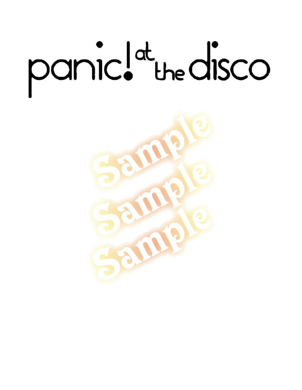 Black panic! at the disco modern text decal with clear slogan lettering