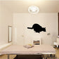 Crouching panther wall decal, black silhouette with raised legs and tail