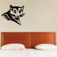 Black-and-white panther hissing face decal with open mouth and whiskers