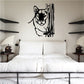 Black panther peeking wall decal with stylized face and stripes