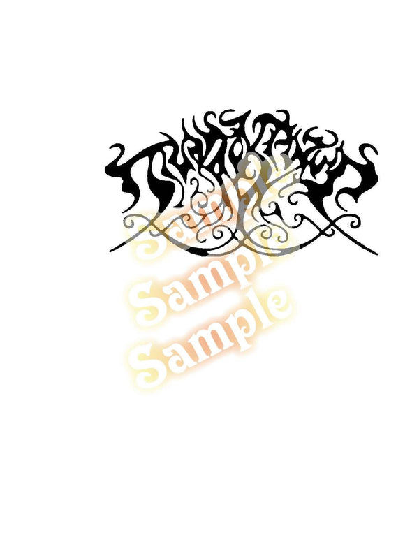 Ornate decal featuring a black and gold winged emblem with decorative swirls