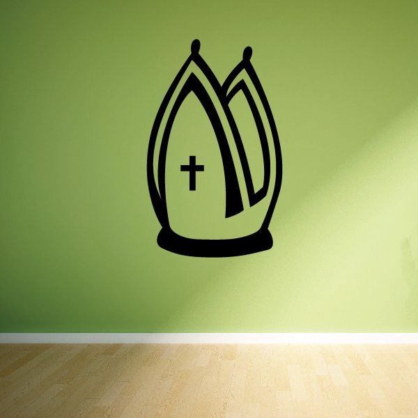 Papal tiara decal with black crown outline and center cross