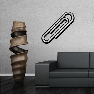 Paper clip outline decal, black outlined clip with inner stripes