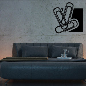 Paper clips decal featuring a black line-art cluster of overlapping paper clips